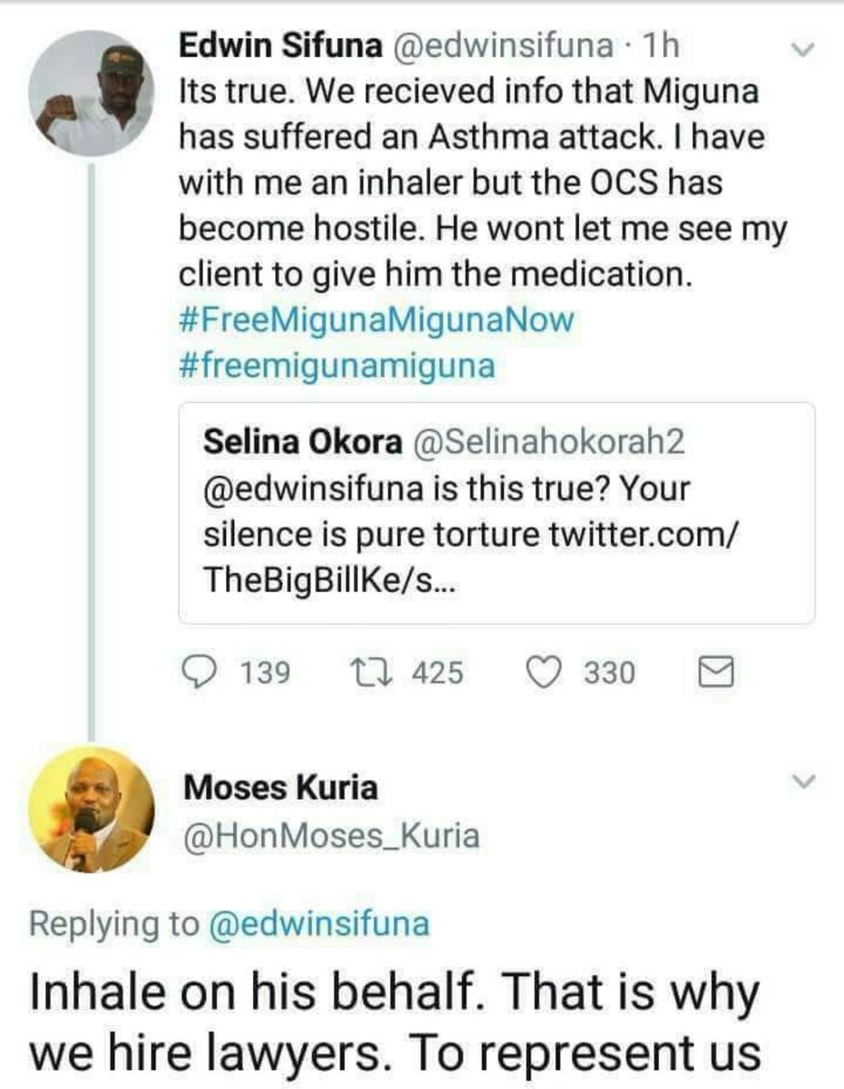 Edwin sifuna edwinsifuna ih its true. we recieved info that miguna has suffered