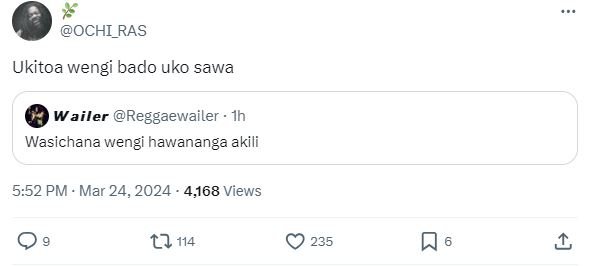 Ochi_ras ukitoa wengi bado uko sawa wailer reggaewailer wasichana wengi hawanang