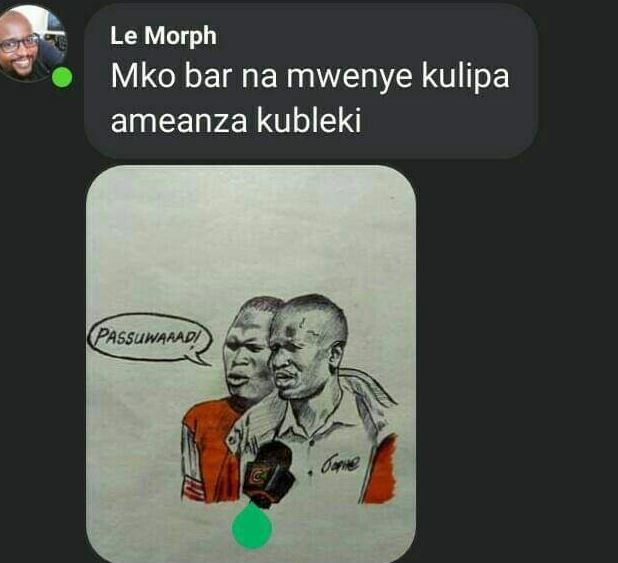 Le morph mko bar na mwenye kulipa ameanza kubleki passuwaradi