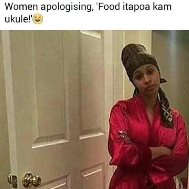 Women apologising 'Food itapoa kam ukule!'