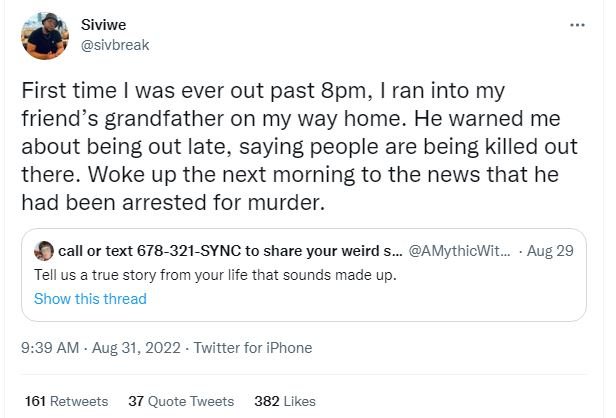 Siviwe sivbreak first time was ever out past 8pm, ran into my friends grandfathe