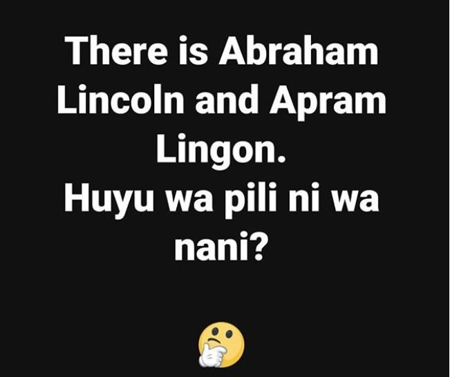 There is abraham lincoln and apram lingon. huyu wa pili ni wa nani?