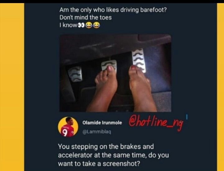Am the only who likes driving barefoot? dont mind the toes iknowoa olamide irunm
