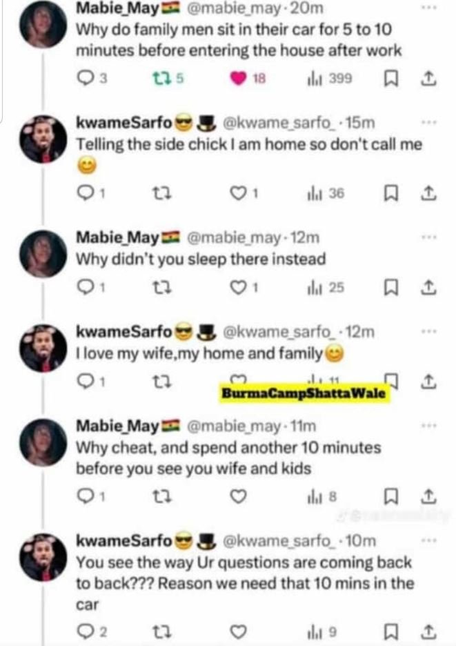 Mabie may mabie_may . 2om why do family men sit in their car for 5 to 10 minutes