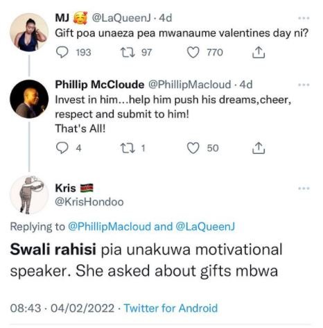 MJ LaQueenJ 4d Gift poa unaeza pea mwanaume valentines day ni? 193 1 770 Phillip