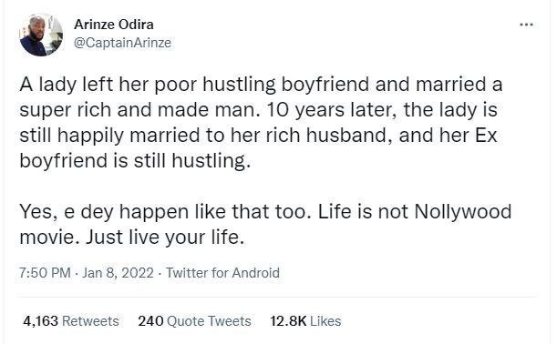 Arinze Odira CaptainArinze A lady left her poor hustling boyfriend and married a