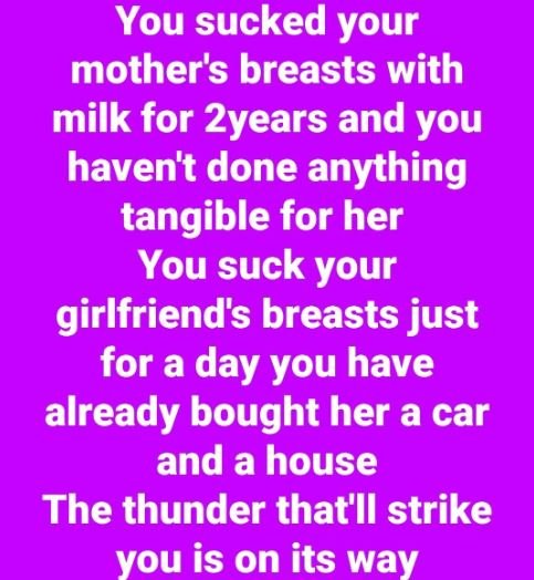 You sucked your mother's breasts with milk for 2years and you haven't done anyth