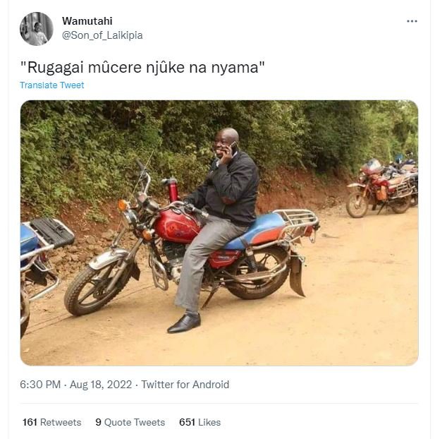 Wamutahi son_of_laikipia 'rugagai m'cere njke na nyama translate tweer 6.30 pm a