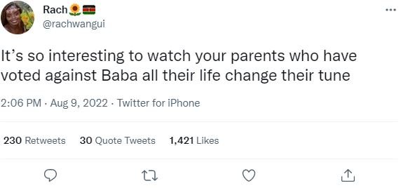 Rach rachwangui it's so interesting to watch your parents who have voted against