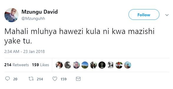 Mzungu david mzunguhh follow mahali mluhya hawezi kula ni kwa mazishi yake tu. 2