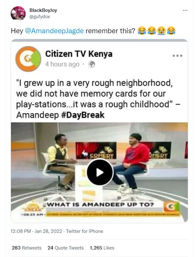BlackBoyJoy gufydox Hey AmandeepJagde remember this? 54 Citizen TV Kenya 4 hours