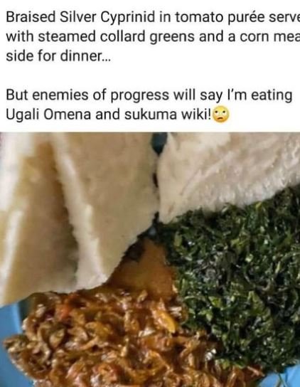 Braised Silver Cyprinid in tomato purée serve with steamed collard greens and a