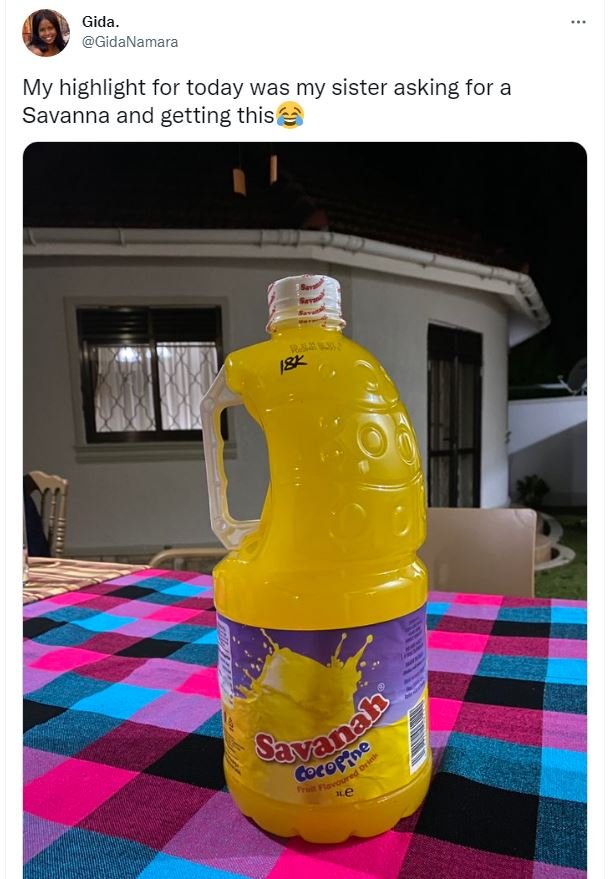 Gida GidaNamara My highlight for today was my sister asking for a Savanna and ge