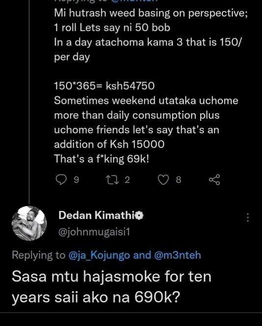 Mi hutrash weed basing on perspective 1 roll lets say ni 50 bob in a day atachom