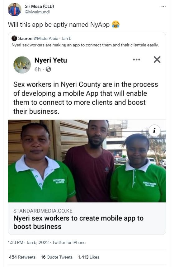 Sir Mosa CLB Mwaimundi Will this app be aptly named NyApp Sauron MisterAlbie Jan