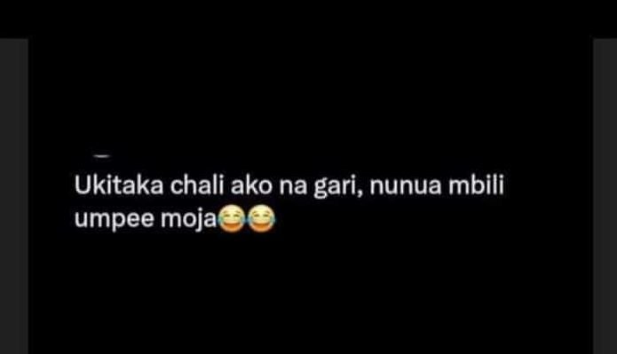 Ukitaka chali ako na gari, nunua mbili umpee moja