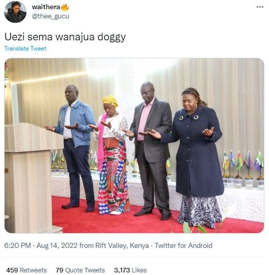 Waithera thee_gucu uezi sema wanajua doggy translate tweet 6.20 pm aug 14, from