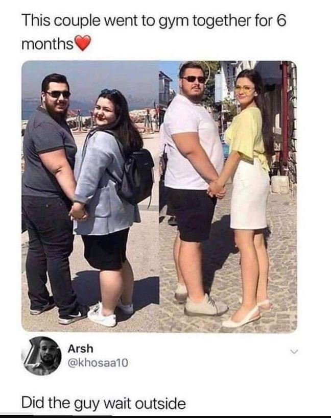 This couple went to gym together for 6 months arsh khosaa1o did the guy wait out