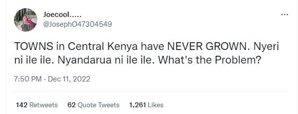 Joecool. joseph047304549 towns in central kenya have never grown. nyeri ni ile i