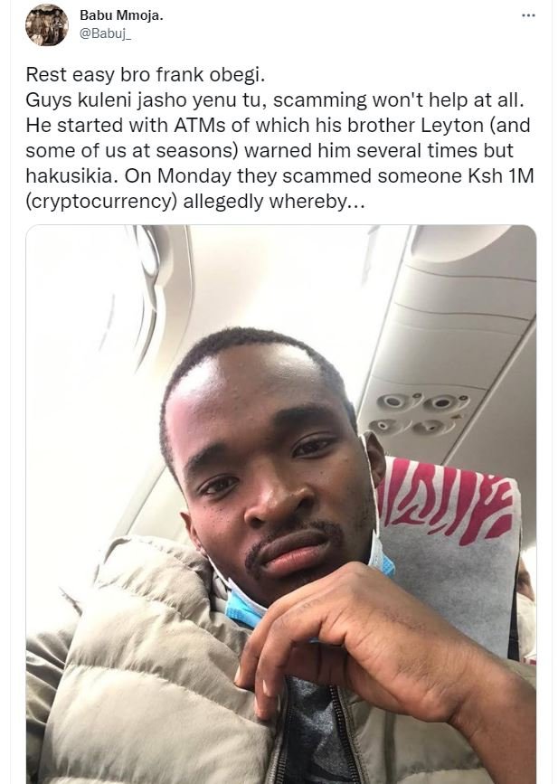 Babu mmoja _ babuj _ rest easy bro frank obegi guys kuleni jasho yenu tu, scammi