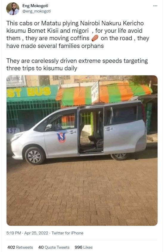 Eng mokogoti eng_mokogoti this cabs or matatu plying nairobi nakuru kericho kisu