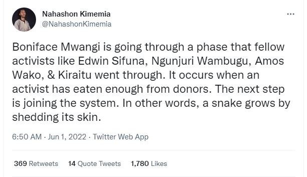 Nahashon kimemia nahashonkimemia boniface mwangi is going through a phase that f
