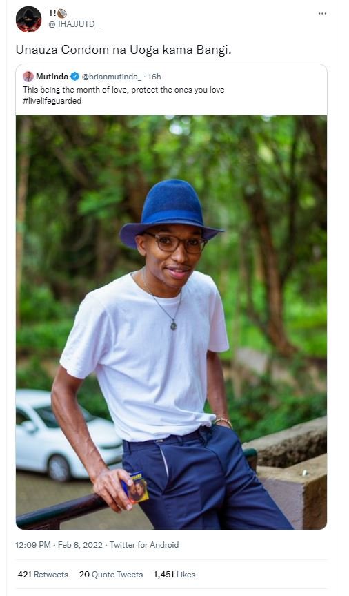 IHAJJUTD Unauza Condom na Uoga kama Bangi. Mutinda brienmutinda 16h This being t