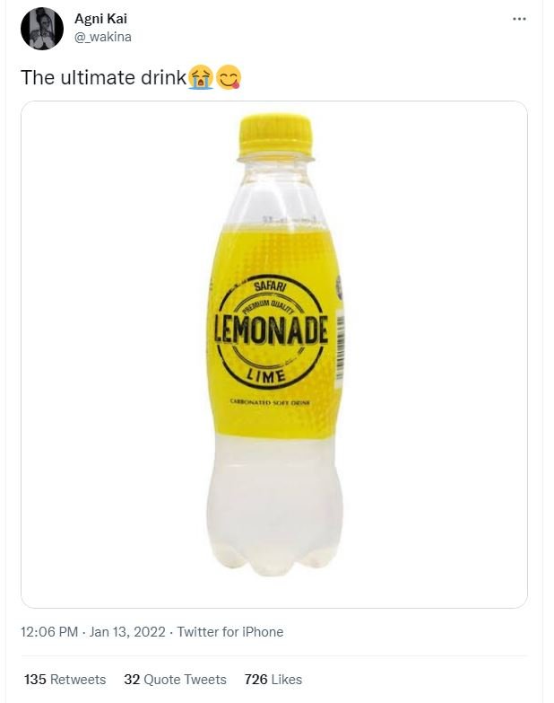 Agni Kai _wakina The ultimate drink SAFAR LEMONADE UME 9i4a7n 12.06 PM Jan 13, T