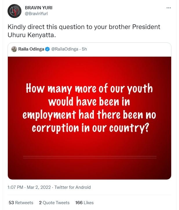 Bravin yuri bravinyuri kindly direct this question to your brother president uhu