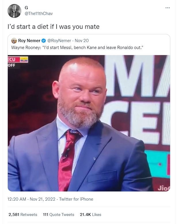 Thellthchav fd start a diet if was you mate roy nemer roynemer nov 20 wayne roon