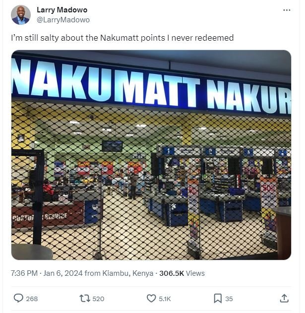 Larry madowo larrymadowo fm still salty about the nakumatt points never redeemed