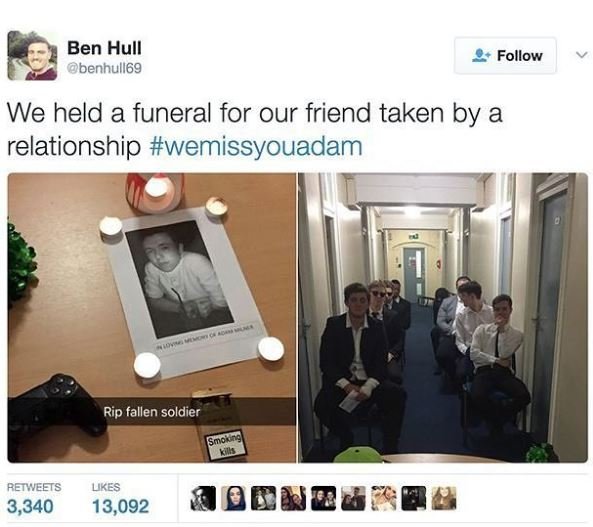 Ben hull benhull69 follow we held a funeral for our friend taken by a relationsh