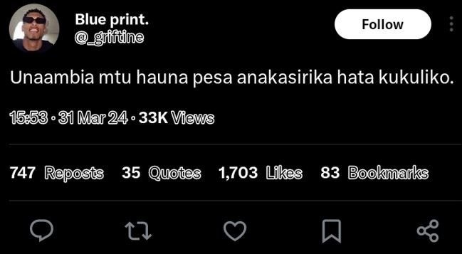 Blue print. nffdne follow unaambia mtu hauna pesa anakasirika hata kukuliko. 31m