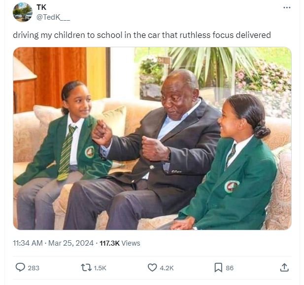 Tk tedk driving my children to school in the car that ruthless focus delivered 1