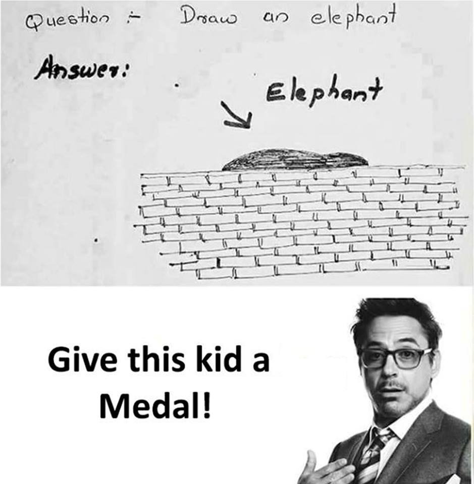 Ue6400 doaıo ap ele pbapł aswen ekphant give this kid a medal!