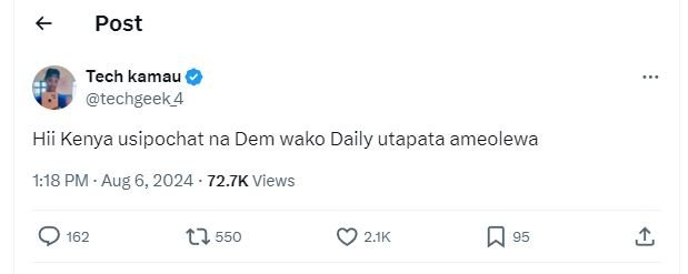 Post tech kamau techgeek 4 hii kenya usipochat na dem wako daily utapata ameolew