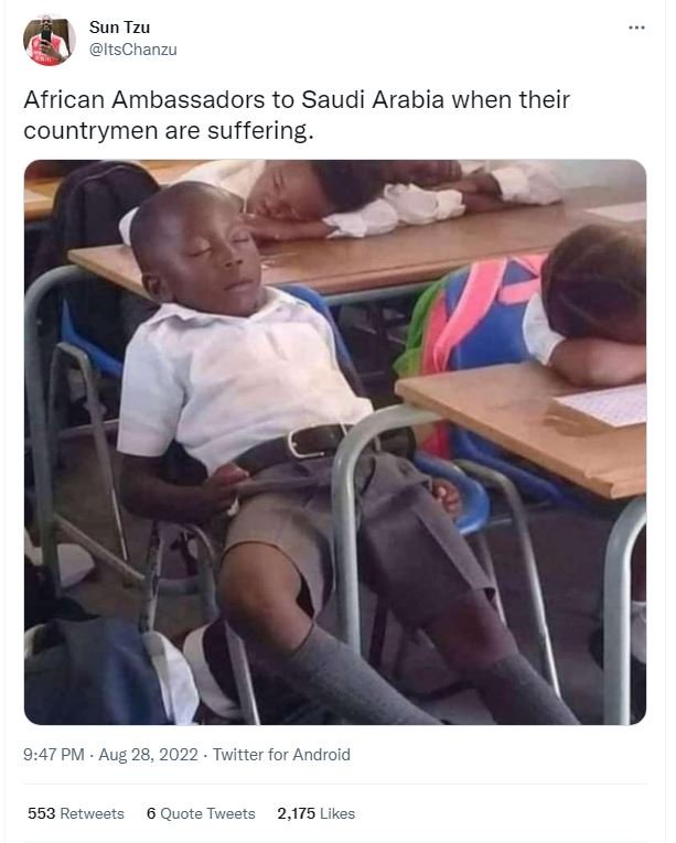 Sun tzu itschanzu african ambassadors to saudi arabia when their countrymen are