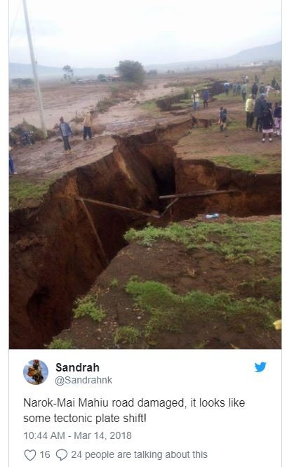 Sandrah sandrahnk narokmai mahiu road damaged, it looks like some tectonic plate