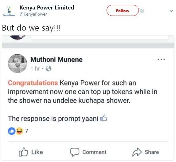 Kenya power limited kenyapower follow but do we say!! muthoni munene hr congratu