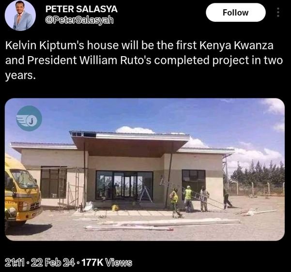 Peter salasya petersalasyah follow kelvin kiptum's house will be the first kenya