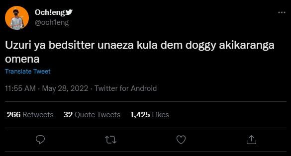 Ochlengy ochleng uzuri ya bedsitter unaeza kula dem doggy akikaranga omena trans