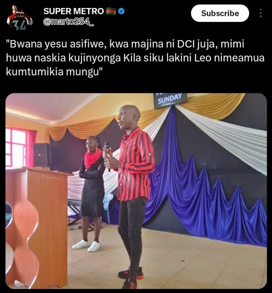 Super metro manto254 subscribe 'bwana yesu asifiwe, kwa majina ni dci juja, mimi