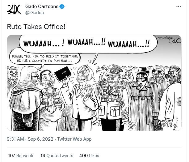 Gado cartoons aan igaddo ruto takes office! prnns c1c wuaaah... wuaaah . wuaaaah