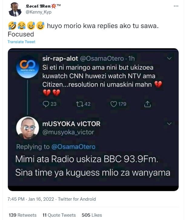 Eocal Ołan Kenny_Kyp huyo morio kwa replies ako tu sawa Focused Translate Tweet