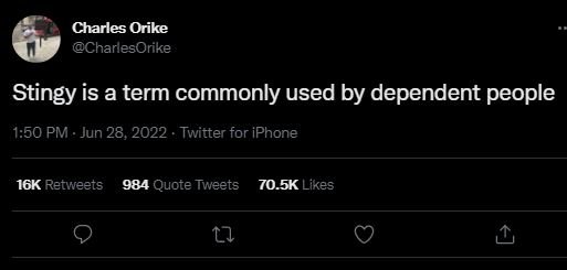 Charles orike charlesorike stingy is a term commonly used by dependent people 1.