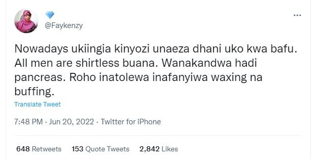 Faykenzy nowadays ukiingia kinyozi unaeza dhani uko kwa bafu. all men are shirtl