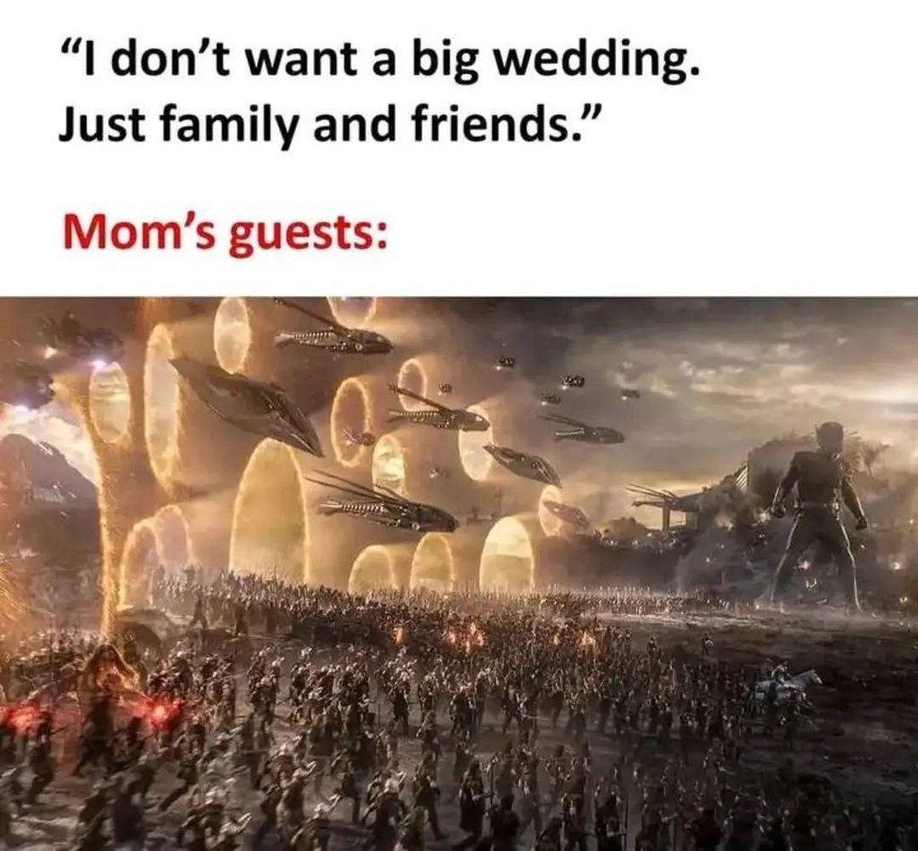 Idon't want a big wedding. just family and friends_ d mom's guests