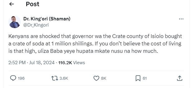 Post dr. king'ori shaman dr_kingori kenyans are shocked that governor wa the cra