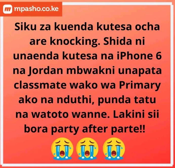 Mpashoco.ke siku za kuenda kutesa ocha are knocking shida ni unaenda kutesa na i