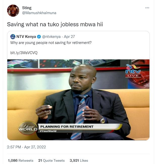 Sting mamushkhaimuna saving what na tuko jobless mbwa hii ntv kenya ntvkenya apr